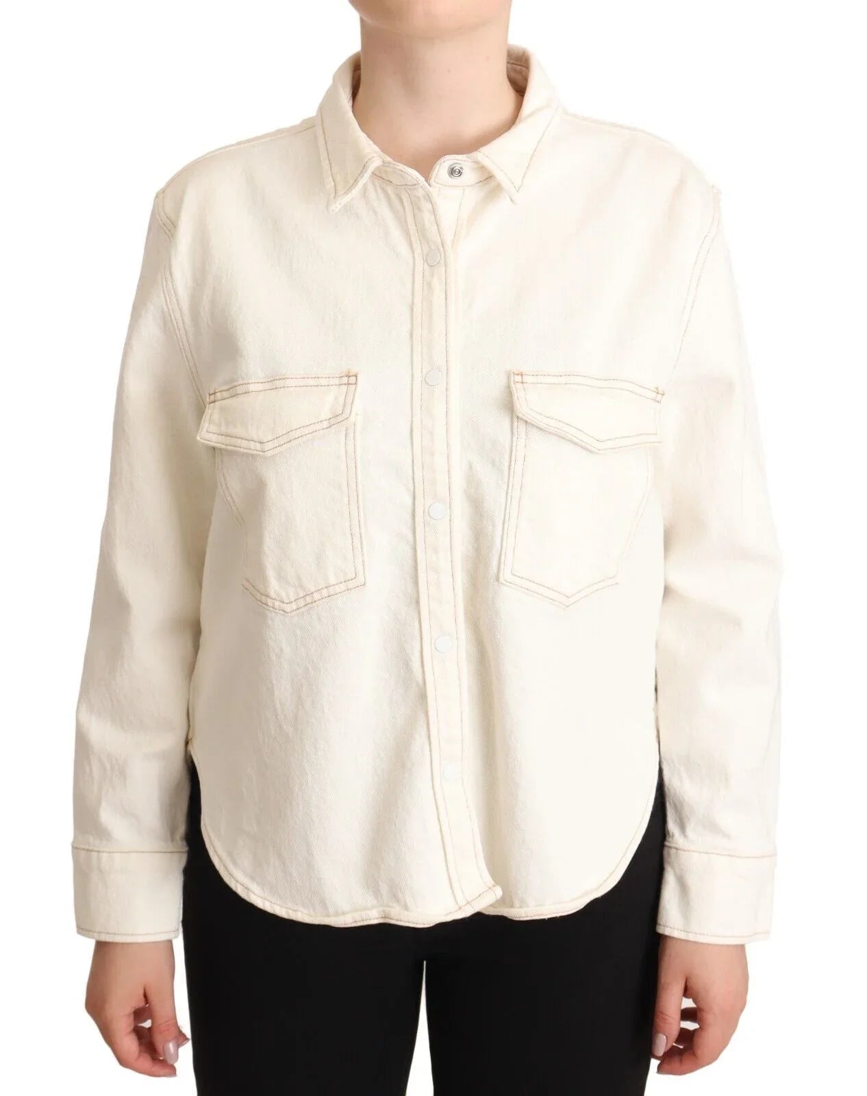Levi's White Cotton Collared Long Sleeves Button Down Polo Top - Zeiniez