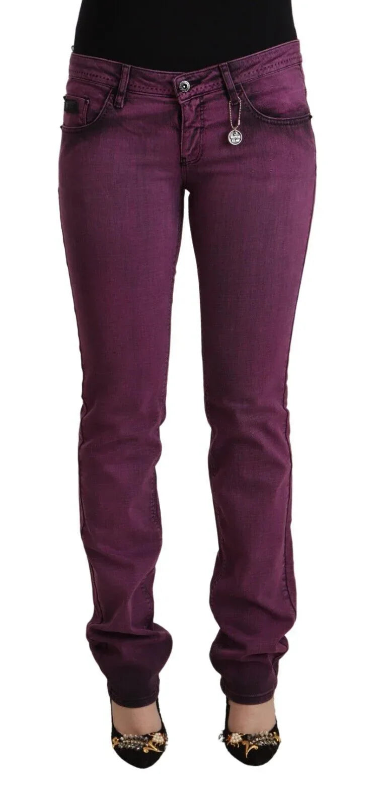 Costume National Purple Cotton Stretch Slim Fit Denim Jeans - Zeiniez