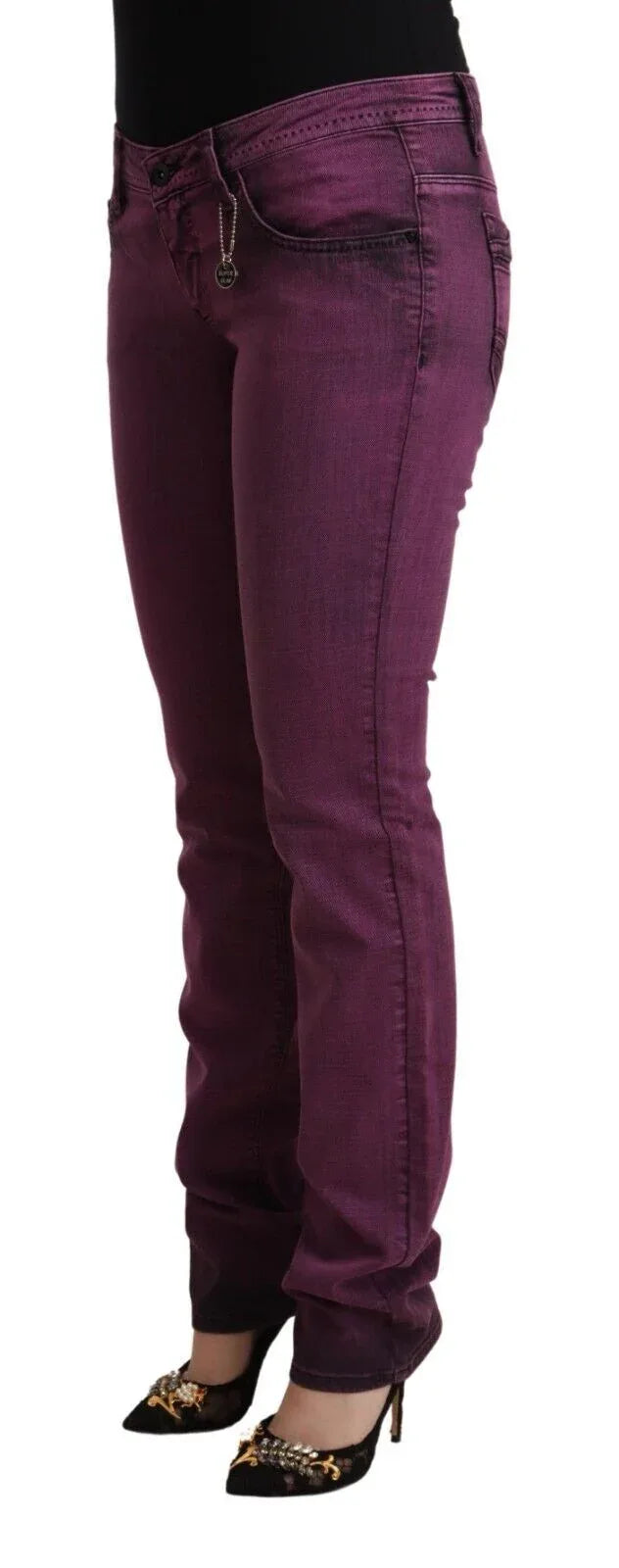 Costume National Purple Cotton Stretch Slim Fit Denim Jeans - Zeiniez