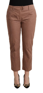 Costume National Brown Cotton Tapered Cropped Pants - Zeiniez