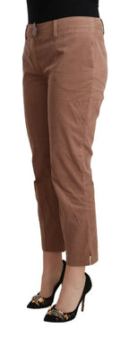 Costume National Brown Cotton Tapered Cropped Pants - Zeiniez