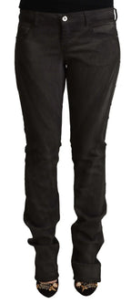 Costume National Black Cotton Mid Waist Skinny Pants - Zeiniez