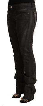 Costume National Black Cotton Mid Waist Skinny Pants - Zeiniez