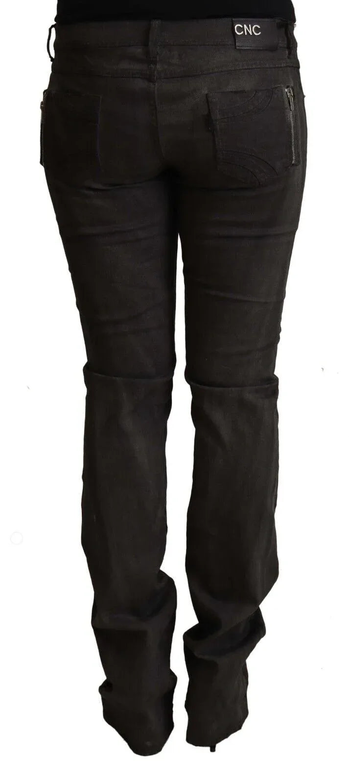 Costume National Black Cotton Mid Waist Skinny Pants - Zeiniez