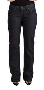 Exte Dark Blue Cotton Stretch Low Waist Straight Denim Jeans - Zeiniez