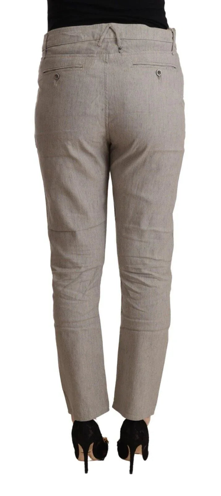 CYCLE Light Gray Linen Blend Mid Waist Tapered Pants - Zeiniez