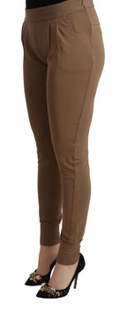 Scervino Street Brown Viscose Mid Waist Slim Tapered Pants - Zeiniez