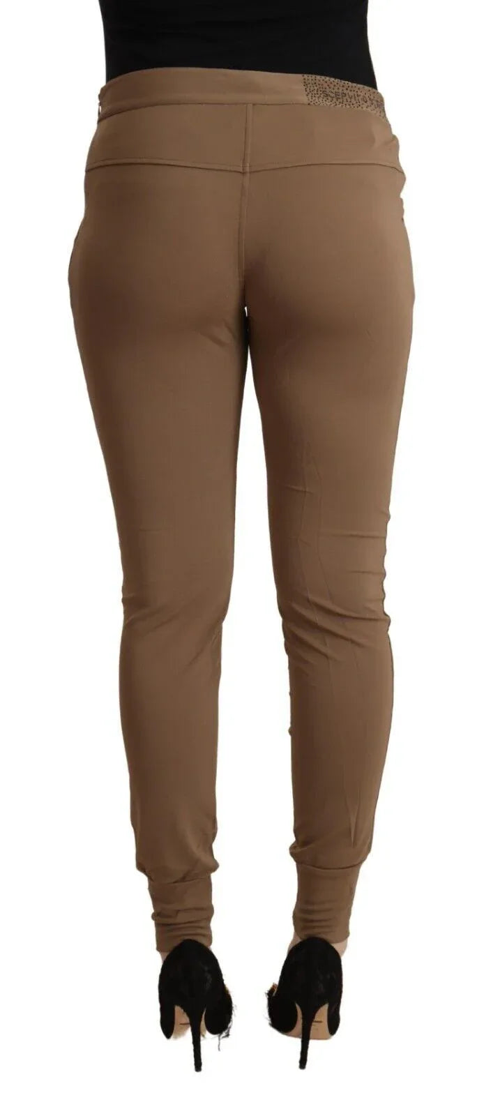 Scervino Street Brown Viscose Mid Waist Slim Tapered Pants - Zeiniez