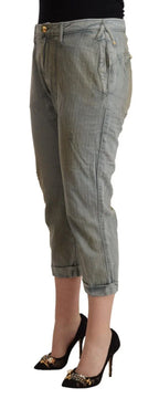 CYCLE Gray 100% Cotton Mid Waist Skinny Cropped Pants - Zeiniez