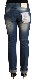 Acht Blue Washed Mid Waist Folded Hem Skinny Jeans - Zeiniez