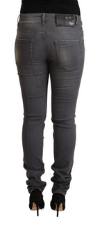 Acht Dark Gray Washed Cotton Denim Skinny Jeans - Zeiniez