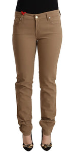 Jacob Cohen Brown Cotton Stretch Mid Waist Skinny Pants - Zeiniez