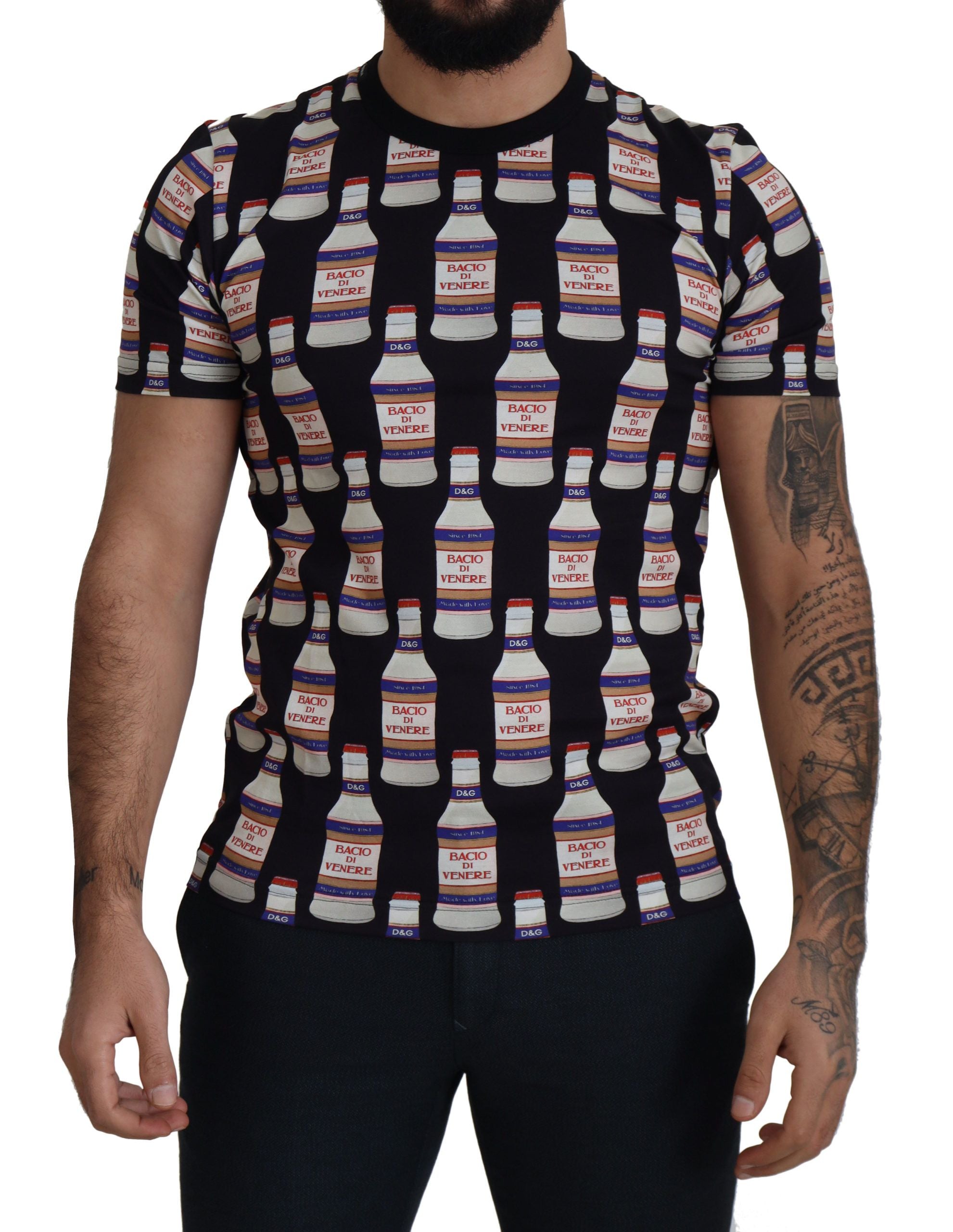 Dolce & Gabbana Black Bacio Di Venere Cotton Crew T-shirt - Zeiniez