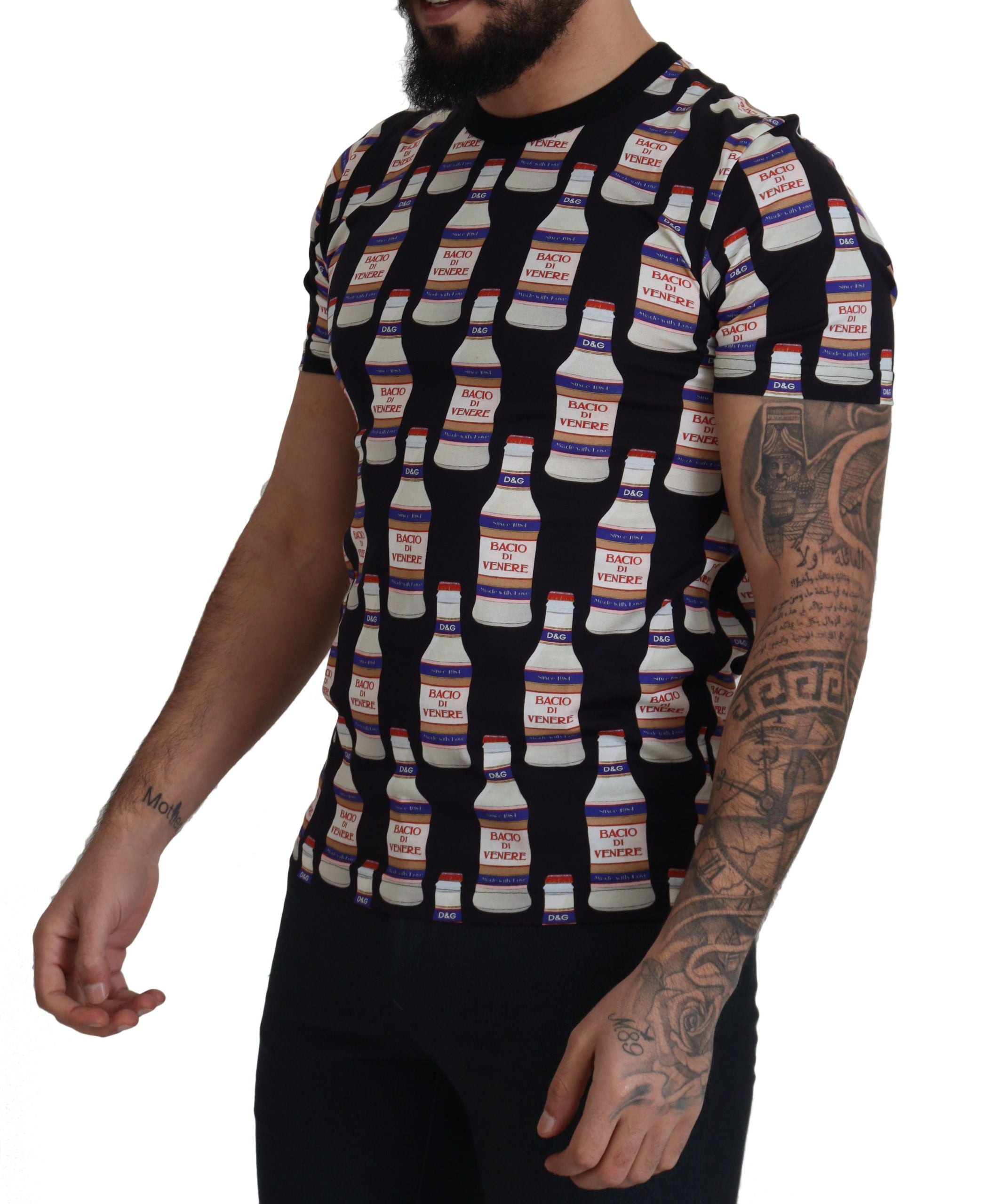 Dolce & Gabbana Black Bacio Di Venere Cotton Crew T-shirt - Zeiniez