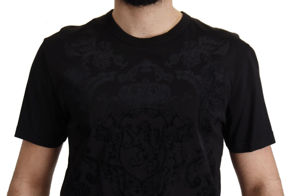 Dolce & Gabbana Black DG Baroque Cotton Crewneck T-shirt - Zeiniez
