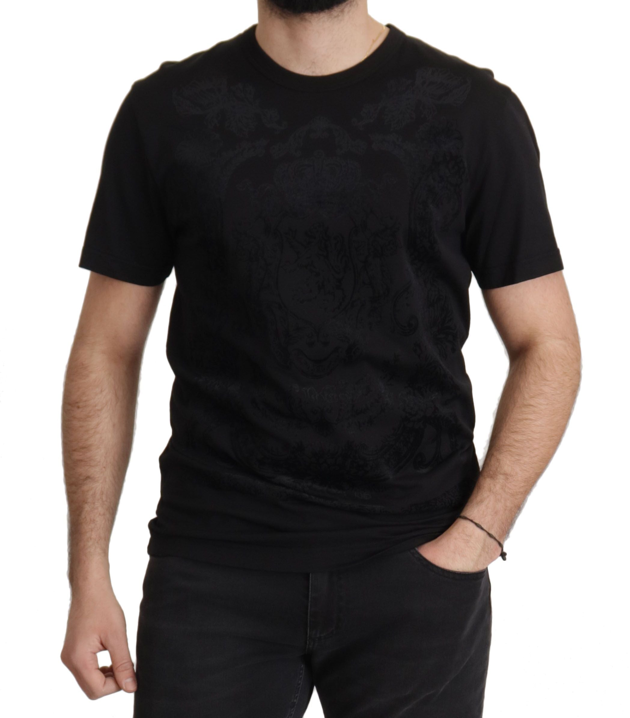 Dolce & Gabbana Black DG Baroque Cotton Crewneck T-shirt - Zeiniez