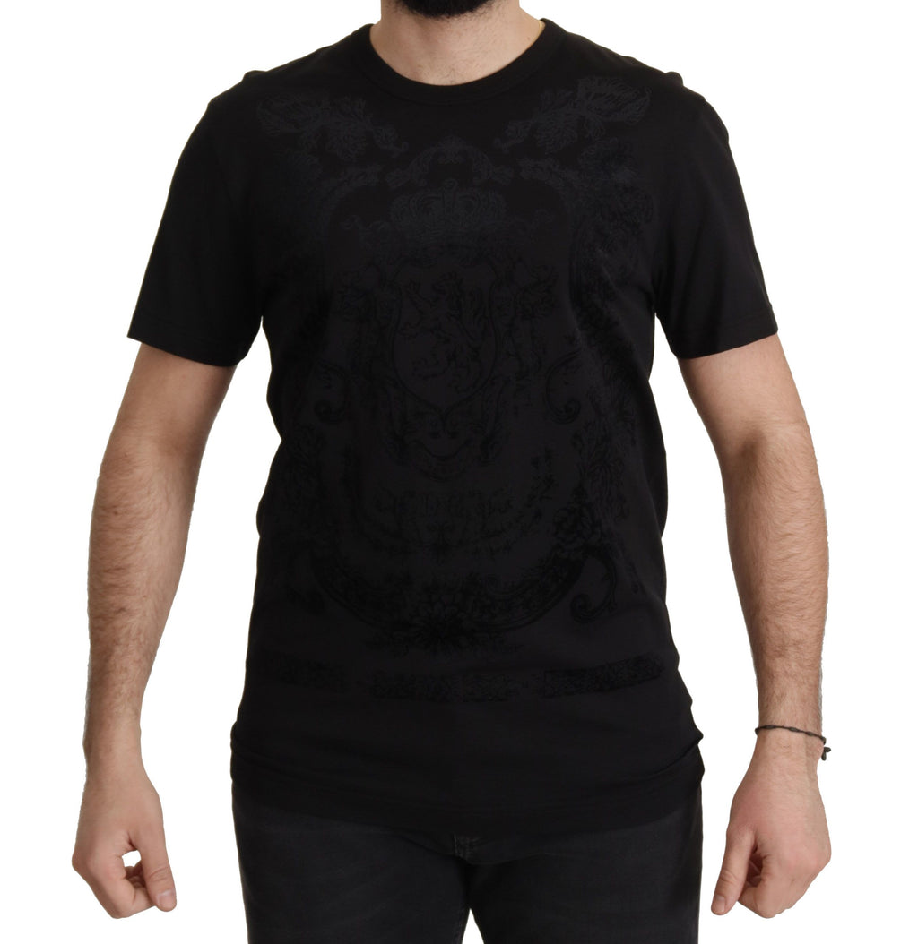 Dolce & Gabbana Black DG Baroque Cotton Crewneck T-shirt - Zeiniez
