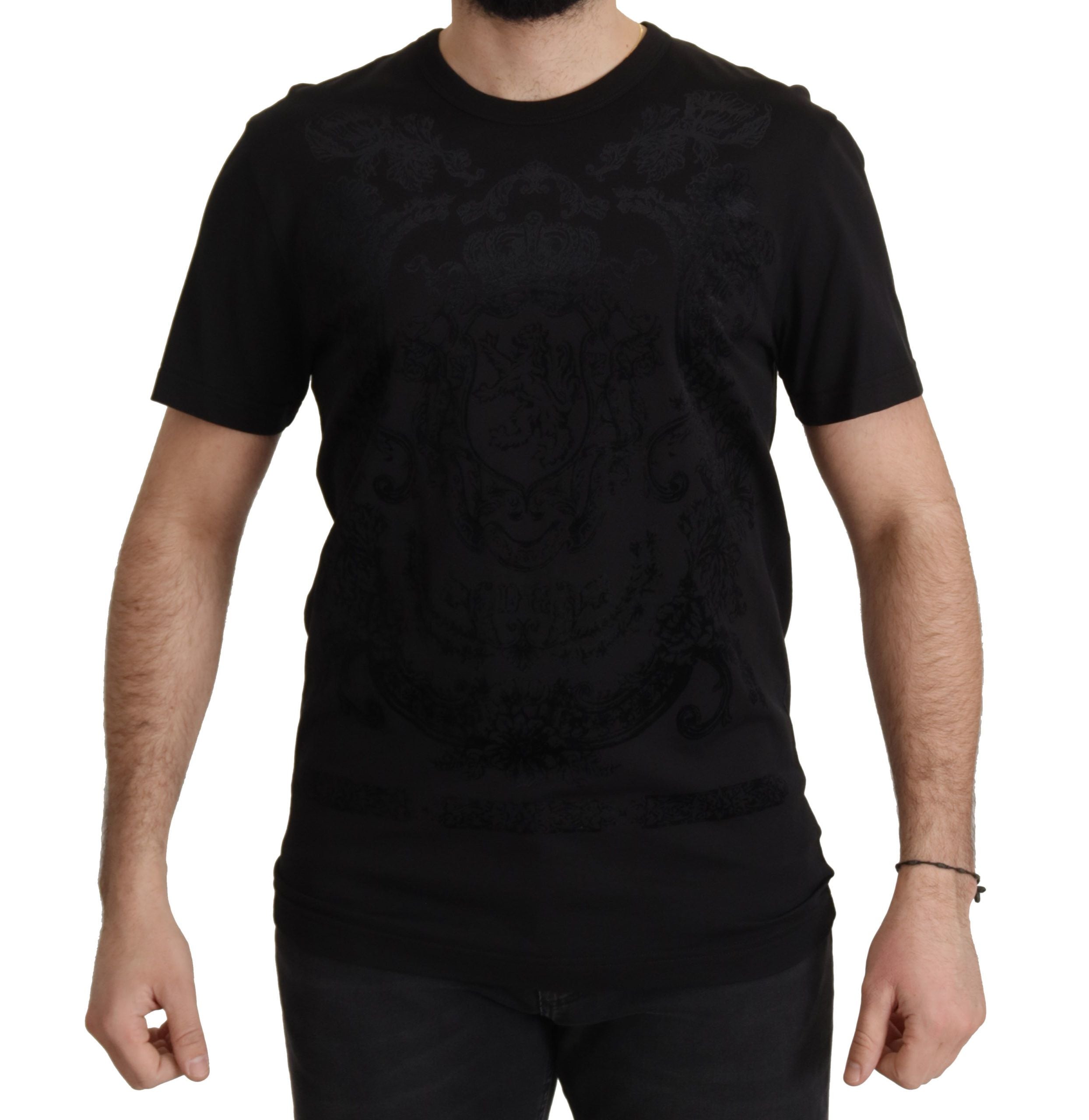 Dolce & Gabbana Black DG Baroque Cotton Crewneck T-shirt - Zeiniez
