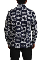 Dolce & Gabbana Blue Denim Stretch DG Crown Logo Casual Shirt - Zeiniez