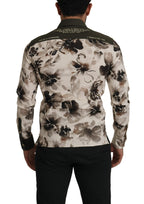 Dolce & Gabbana Green Beige Floral Cotton Stretch Exclusive Shirt - Zeiniez