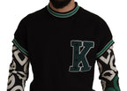Dolce & Gabbana Black Green Cotton KING Star Crewneck Pullover Sweater - Zeiniez