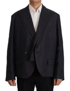 Dolce & Gabbana Blue Linen Formal Mens Blazer Jacket - Zeiniez