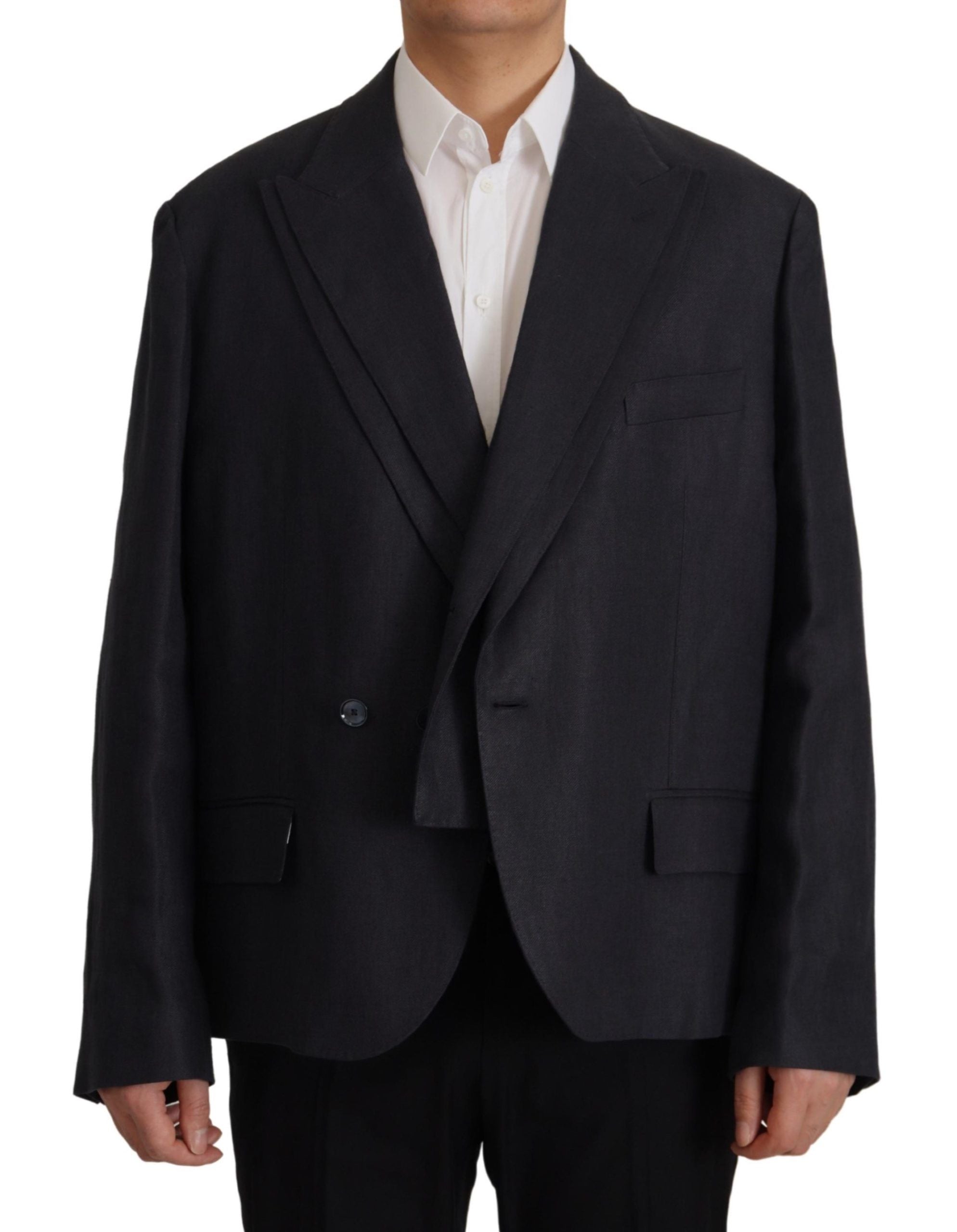 Dolce & Gabbana Blue Linen Formal Mens Blazer Jacket - Zeiniez