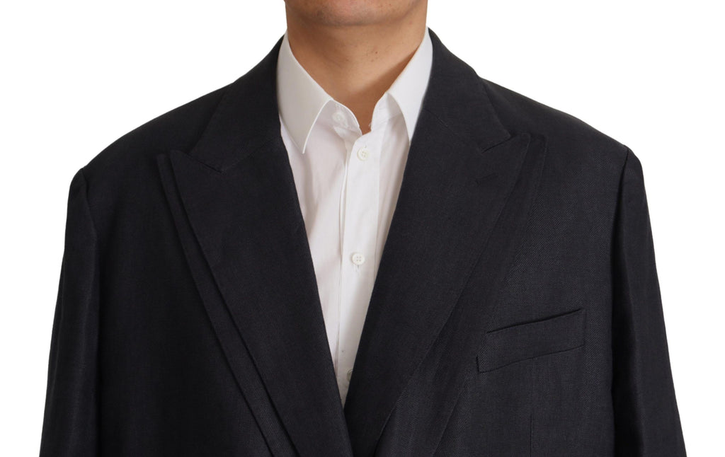 Dolce & Gabbana Blue Linen Formal Mens Blazer Jacket - Zeiniez