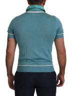Dolce & Gabbana Blue Silk Polo Top Mens V-neck  T-shirt - Zeiniez