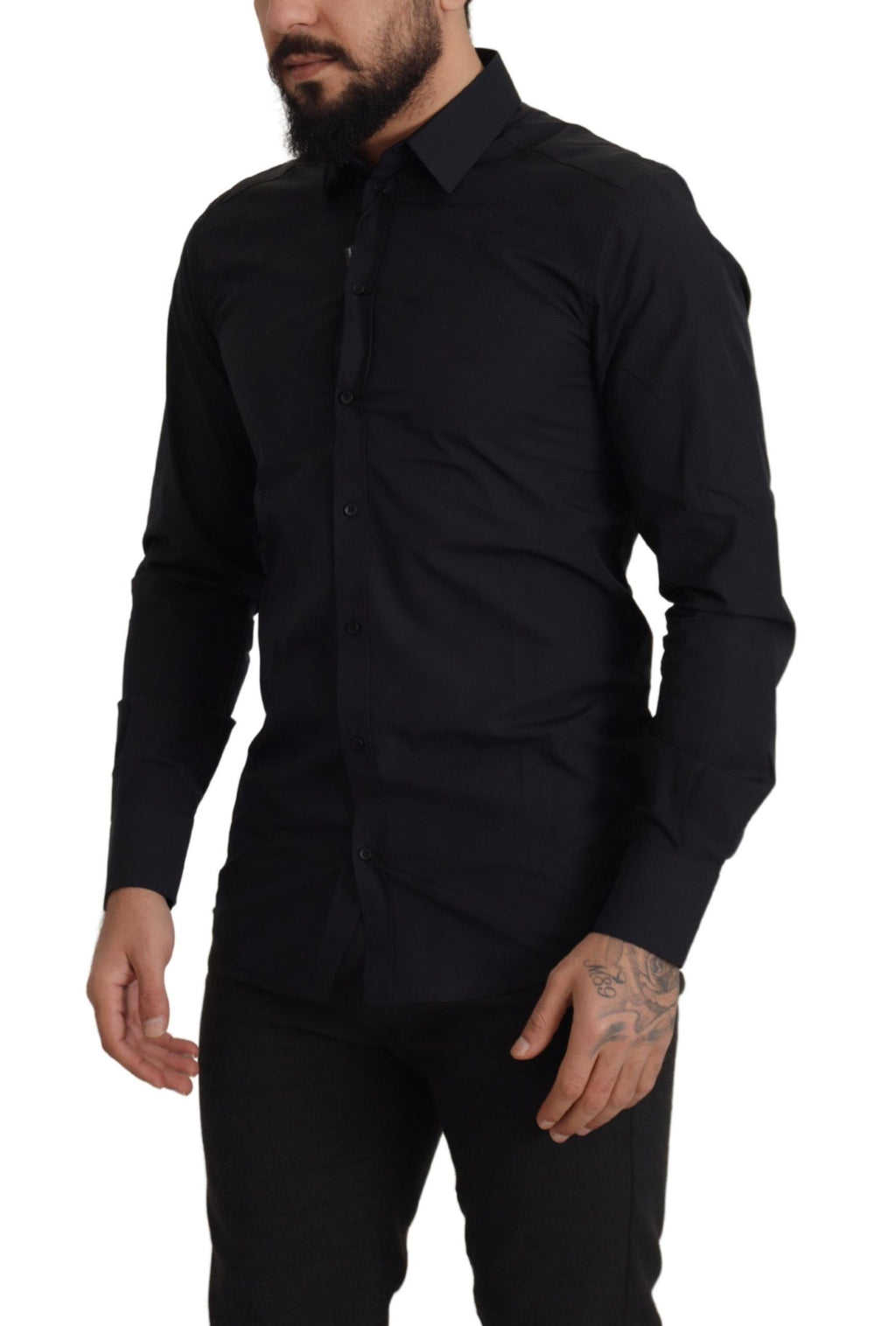 Dolce & Gabbana Black Cotton GOLD Slim Fit Dress Shirt - Zeiniez