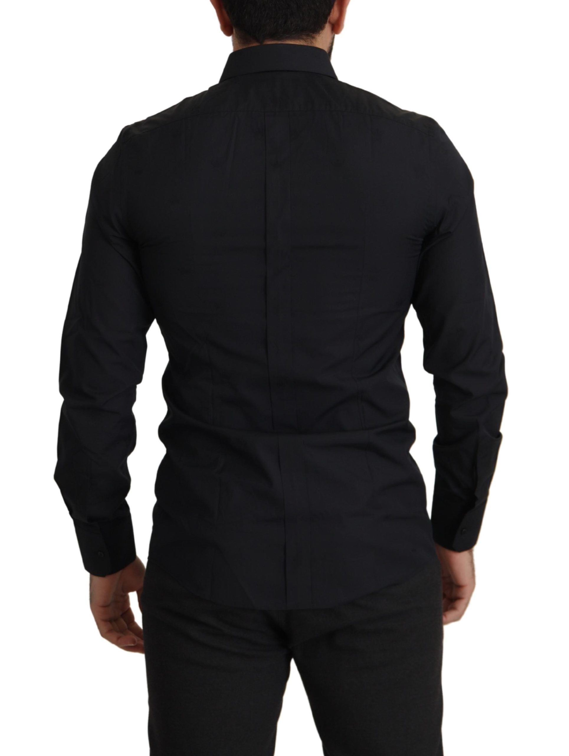 Dolce & Gabbana Black Cotton GOLD Slim Fit Dress Shirt - Zeiniez