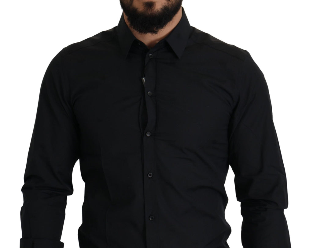 Dolce & Gabbana Black Cotton GOLD Slim Fit Dress Shirt - Zeiniez