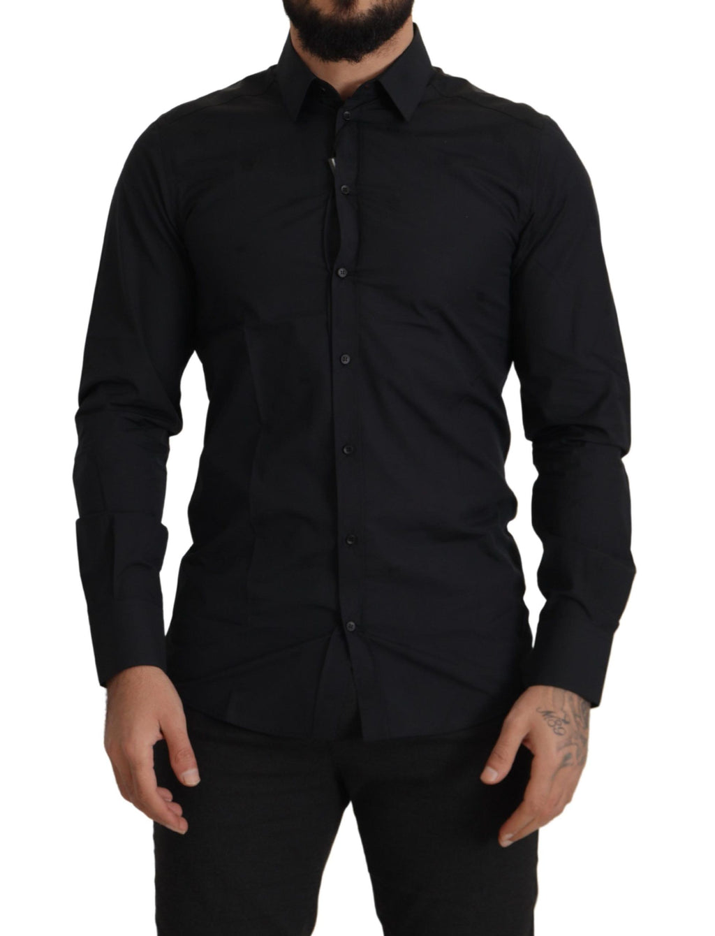 Dolce & Gabbana Black Cotton GOLD Slim Fit Dress Shirt - Zeiniez
