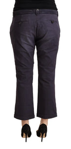 Jucca Black Low Waist Folded Hem Flared Cropped Pants - Zeiniez