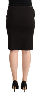 GF Ferre Black Straight Pencil Cut Knee Length Skirt - Zeiniez