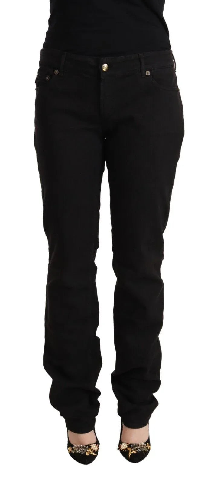 Just Cavalli Black Mid Waist Denim Cotton Skinny Jeans - Zeiniez