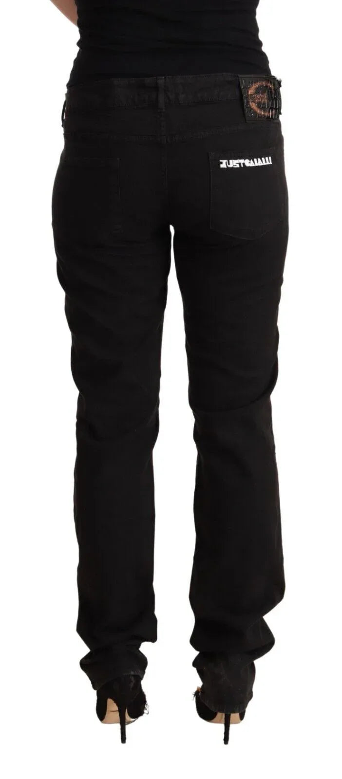 Just Cavalli Black Mid Waist Denim Cotton Skinny Jeans - Zeiniez