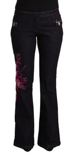 Exte Black Cotton Stretch Mid Waist Cotton Flared Denim Jeans - Zeiniez