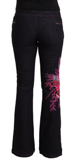 Exte Black Cotton Stretch Mid Waist Cotton Flared Denim Jeans - Zeiniez