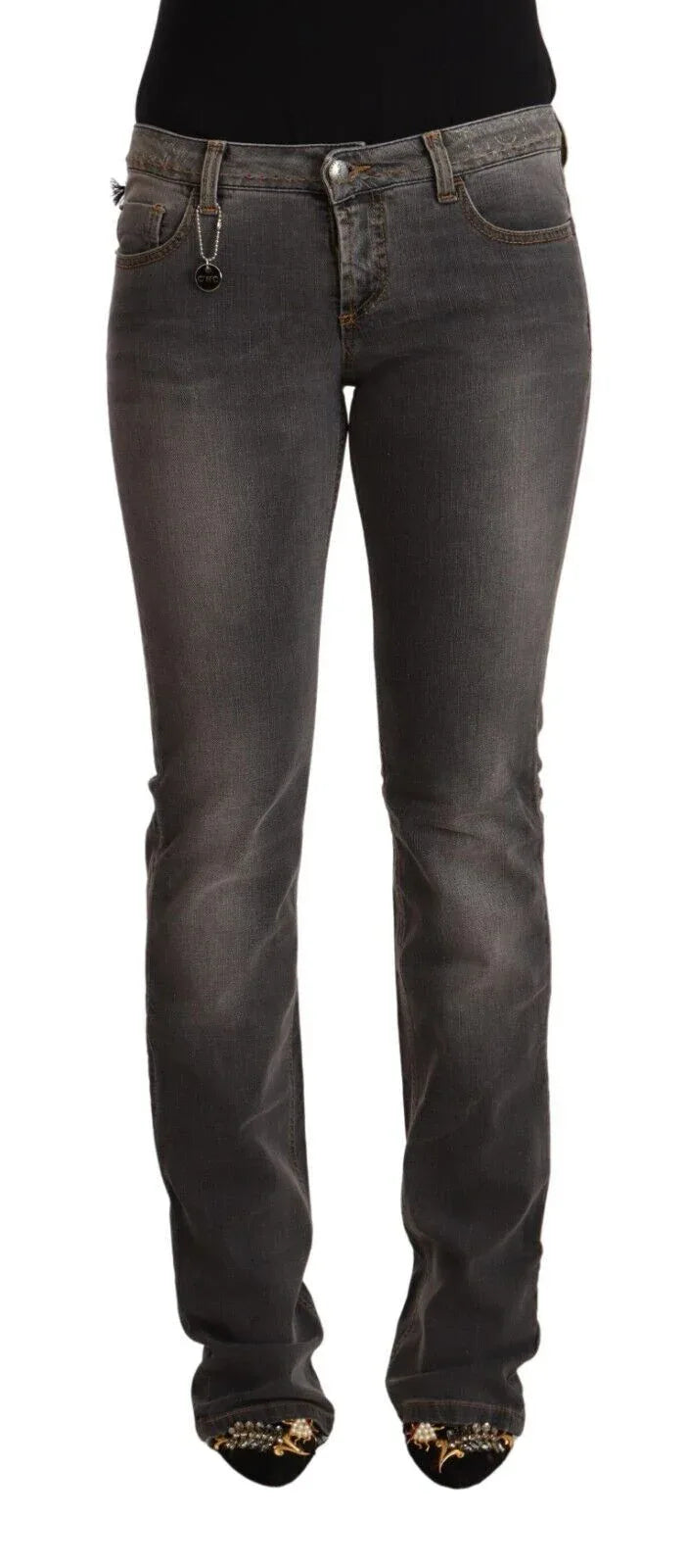 Costume National Gray Washed Low Waist Straight Denim Jeans - Zeiniez