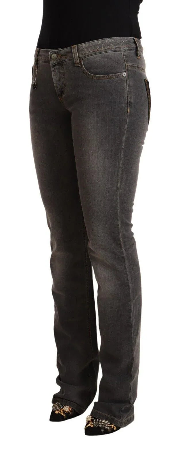 Costume National Gray Washed Low Waist Straight Denim Jeans - Zeiniez