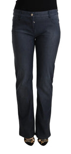 MARGHI LO' Dark Blue Cotton Straight Denim Jeans - Zeiniez