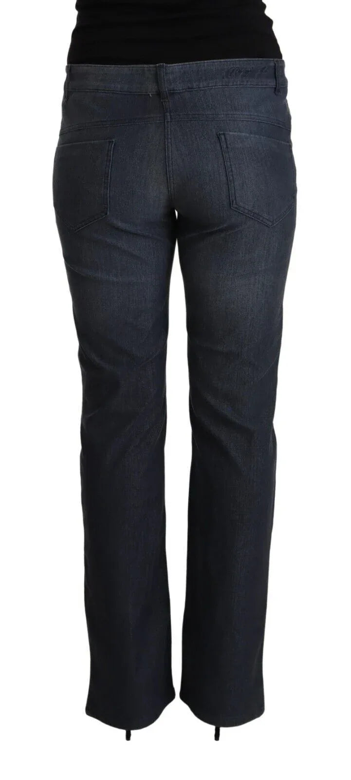 MARGHI LO' Dark Blue Cotton Straight Denim Jeans - Zeiniez