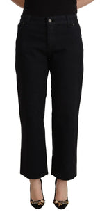 John Galliano Black Cotton Flared Cropped High Waist Denim Jeans - Zeiniez