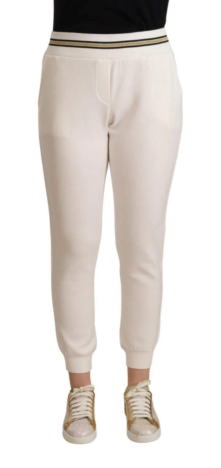 Patrizia Pepe White Polyester Mid Waist Jogger Pants - Zeiniez