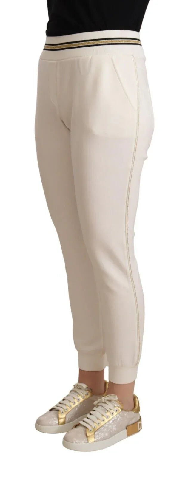 Patrizia Pepe White Polyester Mid Waist Jogger Pants - Zeiniez