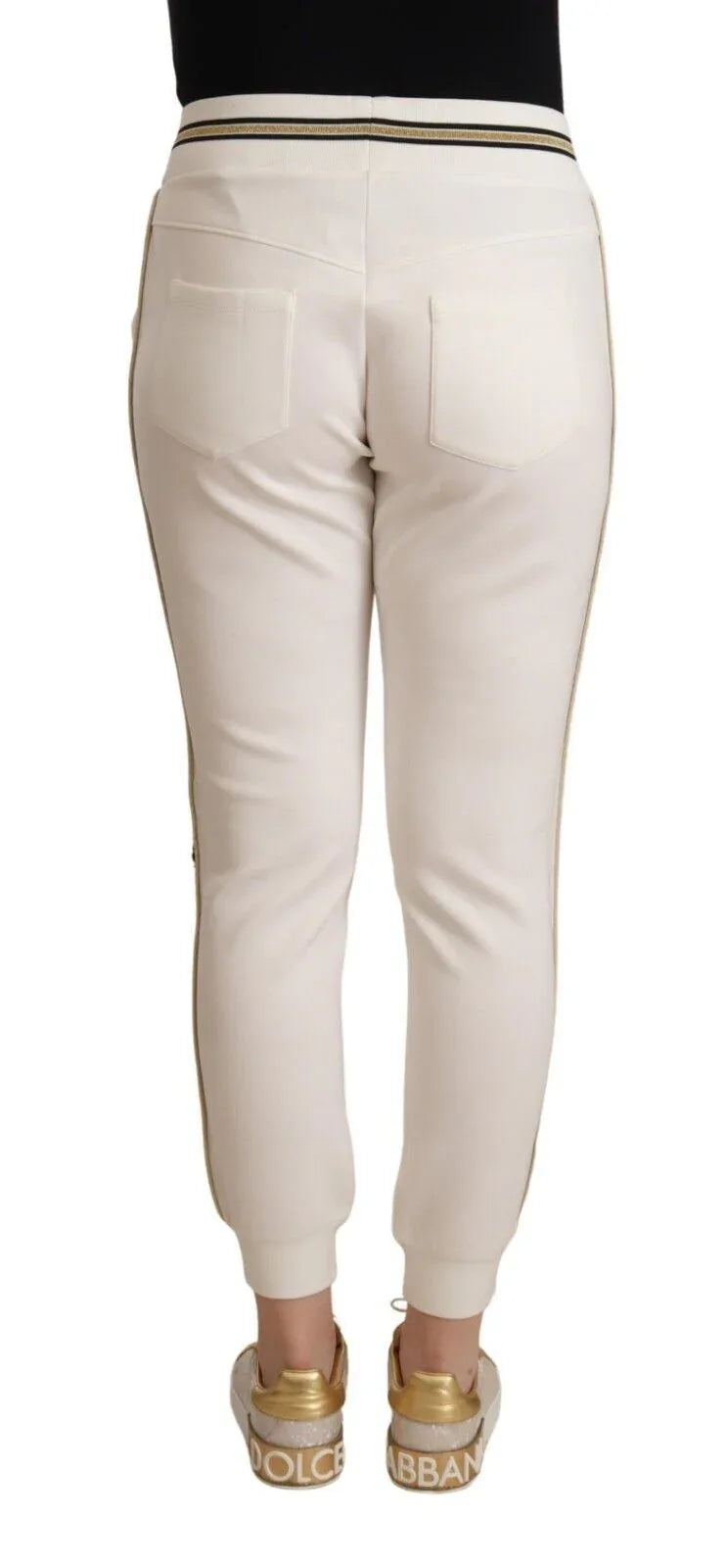 Patrizia Pepe White Polyester Mid Waist Jogger Pants - Zeiniez
