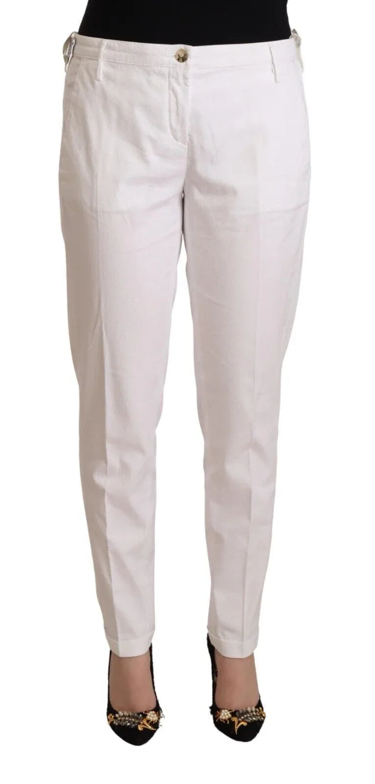 Jacob Cohen White Mid Waist Tapered Birgitte Pants - Zeiniez