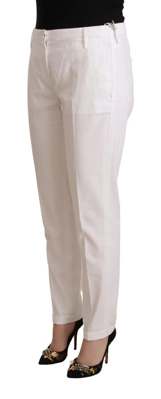Jacob Cohen White Mid Waist Tapered Birgitte Pants - Zeiniez