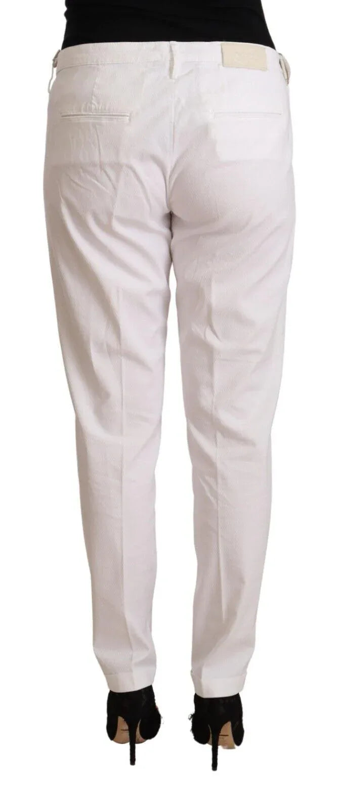 Jacob Cohen White Mid Waist Tapered Birgitte Pants - Zeiniez